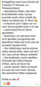 Schlafschätze Onlinekurse Schlafen ohne Milch Feedback