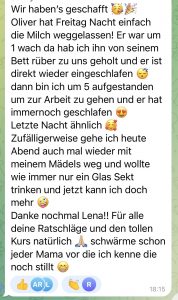 Schlafschätze Onlinekurse Schlafen ohne Milch Feedback